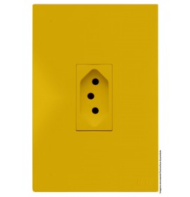 Conjunto Tomada 10a Vertical 4x2 - RECTA MOSTARDA SATIN FOSCO